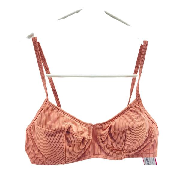 NWT Xhilaration Mauve Pink Ribbed Bikini Swim Top Women's Size Medium - Picture 2 of 12
